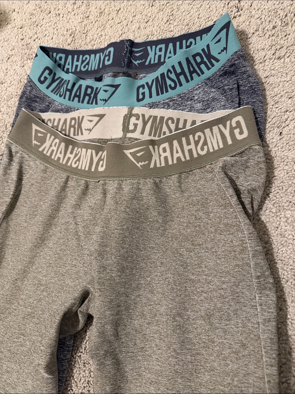Bundle Gymshark Gray Seamless Leggings with Blue and Olive Logo Bands